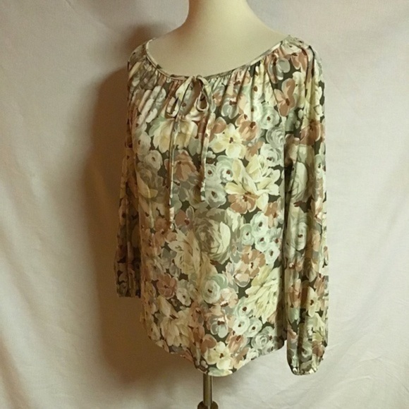 Vintage 70s autumn flowers peasant top - Picture 6 of 7